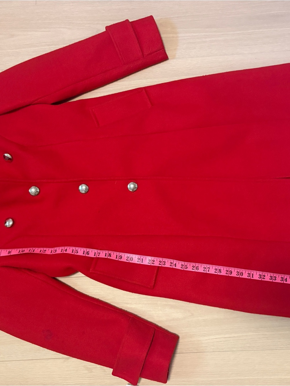 Rinascimento Classic Red Wool Double-Breasted Coat - - Picture 8 of 9